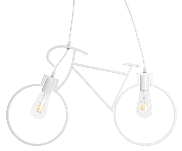 GloboStar® BIKE WHITE 01300 Vintage Κρεμαστό Φωτιστικό Οροφής Δίφωτο 2 x E27 Λευκό Μεταλλικό Μ67 x Π1.5 x Υ41cm