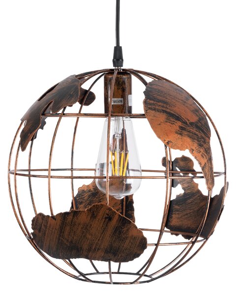 GloboStar® EARTH 01662 Vintage Industrial Κρεμαστό Φωτιστικό Οροφής Μονόφωτο 1 x E27 AC220-240V IP20 - Φ30 x Υ30cm - Καφέ Σκουριά Μεταλλικό Πλέγμα