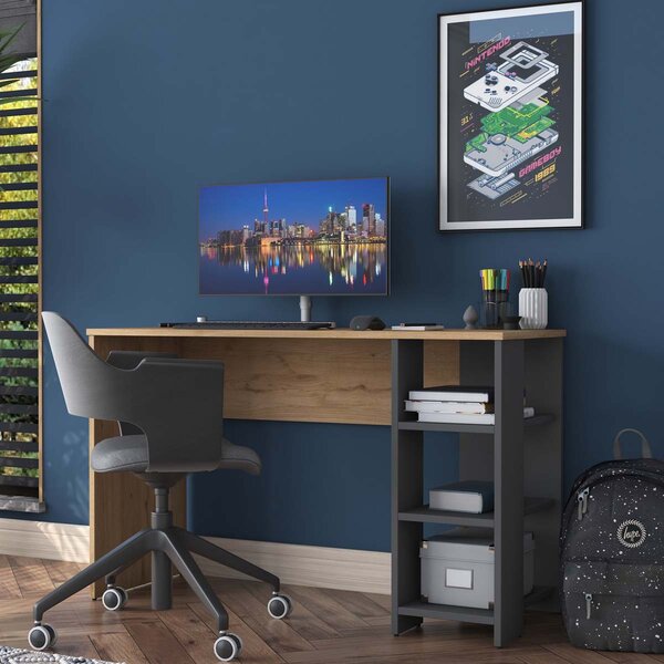 Γραφείο Με Ράφια (120x45x74) A-G 893RAN3330 Walnut Anthracite
