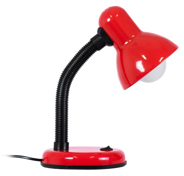 GloboStar® STUDENT RED 01535 Μοντέρνο Επιτραπέζιο Φωτιστικό Γραφείου Μονόφωτο 1 x E27 Κόκκινο με Λευκό Μεταλλικό με Διακόπτη ΟN/OFF Καμπάνα Φ12 x Υ32cm