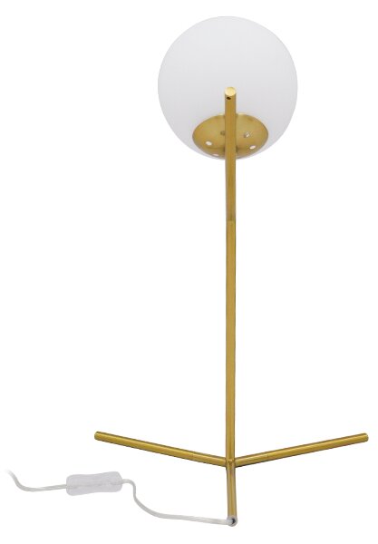 GloboStar® ELFIS GOLD 01551 Μοντέρνο Επιτραπέζιο Φωτιστικό Πορτατίφ Μονόφωτο 1 x E27 Χρυσό Μεταλλικό με Λευκό Γυαλί Μπάλα Φ15 x Υ53cm