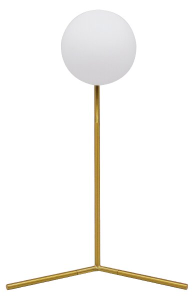 GloboStar® ELFIS GOLD 01551 Μοντέρνο Επιτραπέζιο Φωτιστικό Πορτατίφ Μονόφωτο 1 x E27 Χρυσό Μεταλλικό με Λευκό Γυαλί Μπάλα Φ15 x Υ53cm