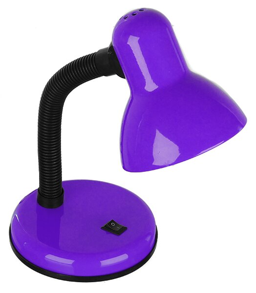 GloboStar® STUDENT PURPLE 01537 Μοντέρνο Επιτραπέζιο Φωτιστικό Γραφείου Μονόφωτο 1 x E27 Μωβ με Λευκό Μεταλλικό με Διακόπτη ΟN/OFF Καμπάνα Φ12 x Υ32cm