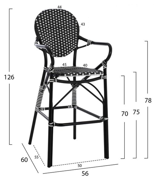 ΣΚΑΜΠΟ ΑΛΟΥΜΙΝΙΟΥ BAMBOO LOOK ΜΕ WICKER ΜΑΥΡΟ ΛΕΥΚΟ HM5794.02 56x60x126 εκ