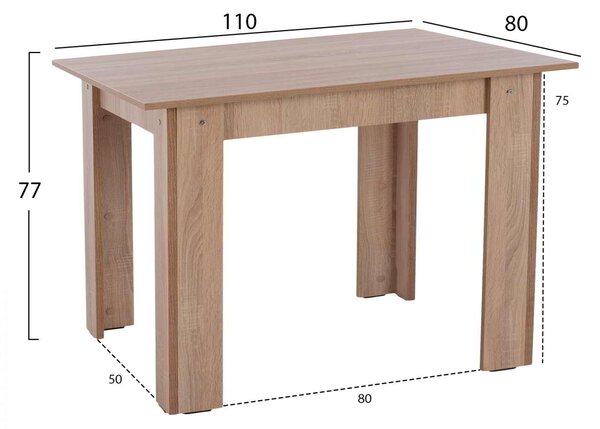 ΤΡΑΠΕΖΙ ΚΟΥΖΙΝΑΣ HM2428.01 KELVIN SONOMA OAK 110x80x77Υεκ