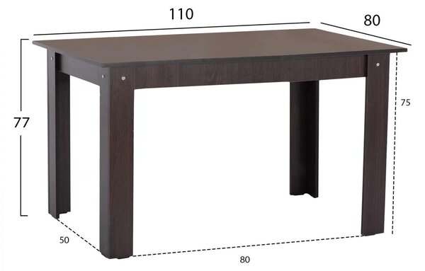 ΤΡΑΠΕΖΙ ΚΟΥΖΙΝΑΣ KELVIN 110x80x77Υεκ. WENGE HM2428.02