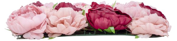 GloboStar® Artificial Garden ROSES STORY 20355 Τεχνητό Διακοσμητικό Πάνελ Λουλουδιών - Κάθετος Κήπος σύνθεση Ροζ & Βυσσινί Τριαντάφυλλα Μ40 x Π60 x Υ8cm