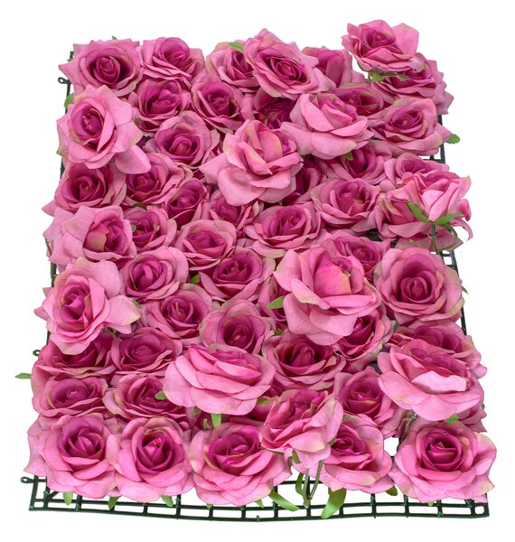 GloboStar® Artificial Garden ROSES STORY 20357 Τεχνητό Διακοσμητικό Πάνελ Λουλουδιών - Κάθετος Κήπος σύνθεση Βυσσινί Τριαντάφυλλα Μ40 x Π60 x Υ15cm