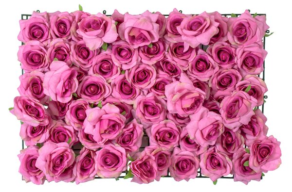 GloboStar® Artificial Garden ROSES STORY 20357 Τεχνητό Διακοσμητικό Πάνελ Λουλουδιών - Κάθετος Κήπος σύνθεση Βυσσινί Τριαντάφυλλα Μ40 x Π60 x Υ15cm