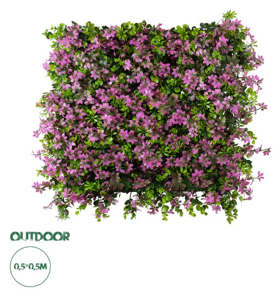 GloboStar® Artificial Garden CYPHEA HYSSOPIFOLIA 20350 Τεχνητό Διακοσμητικό Πάνελ Λουλουδιών - Κάθετος Κήπος σύνθεση Άνθος Κουφέας Μ50 x Π50 x Υ11cm