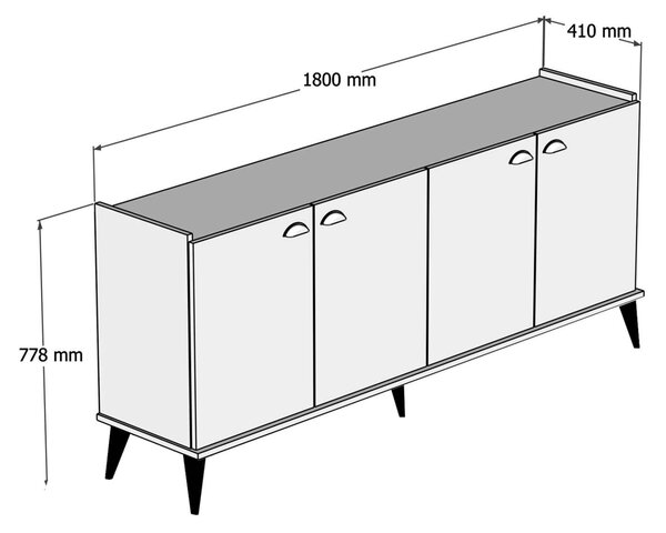 ΜΠΟΥΦΕΣ ΜΕΛΑΜΙΝΗΣ HM9045.01 NATURAL WOOD - ΜΑΥΡΟ ΜΑΡΜΑΡΟ 180x41x77,8Y εκ