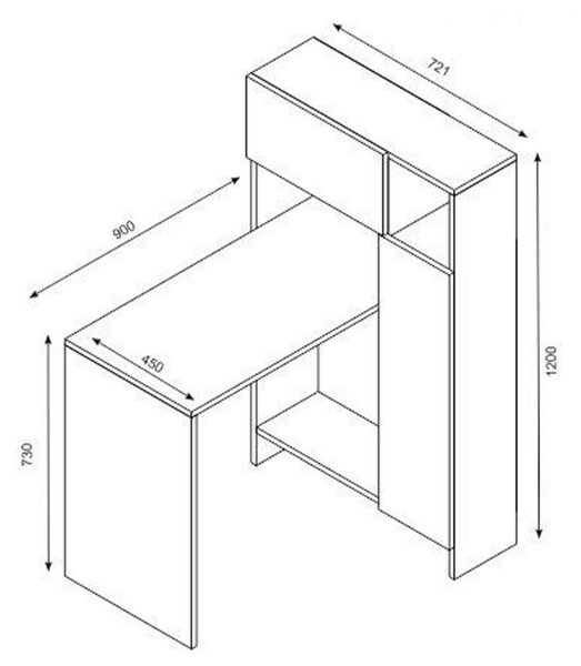 ΓΡΑΦΕΙΟ ΜΕ ΒΙΒΛΙΟΘΗΚΗ ALCOTT HM9087.01 ΛΕΥΚΟ ΚΑΡΥΔΙ 90x72,1x120Y εκ