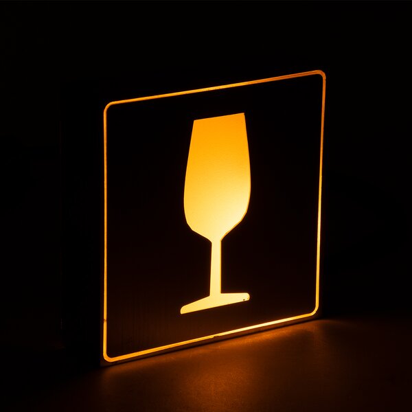 GloboStar® SENSATI 75662 Φωτιστικό Τοίχου Ένδειξης GLASS OF WINE LED 1W AC 220-240V IP20 - Σώμα Αλουμινίου - Μ11 x Π11 x Υ3cm - Πορτοκαλί