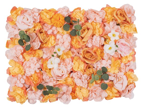 GloboStar® Artificial Garden ROSES STORY ORANGE 78333 Τεχνητό Διακοσμητικό Πάνελ Λουλουδιών - Κάθετος Κήπος σύνθεση Αμβροσία Μ60 x Π40 x Υ6cm