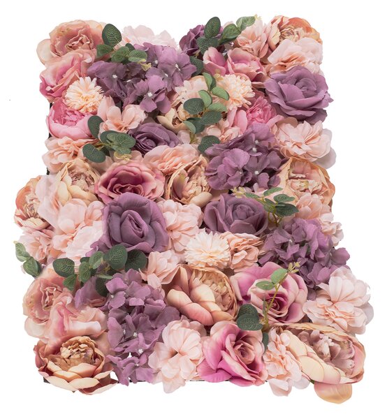 GloboStar® Artificial Garden ROSES STORY PINK 78337 Τεχνητό Διακοσμητικό Πάνελ Λουλουδιών - Κάθετος Κήπος σύνθεση Αμβροσία Μ60 x Π40 x Υ6cm