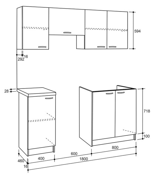 ΣΥΝΘΕΣΗ ΚΟΥΖΙΝΑΣ MAURICE ΜΕΛΑΜΙΝΗ SONAMA-ΛΕΥΚΟ HM2441 180x29,2-46