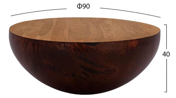 ΔΙΑΚΟΣΜΗΤΙΚΟ ΤΡΑΠΕΖΙ ΣΑΛΟΝΙΟΥ BOWL Φ90X40Yεκ. RUSTY ΜΕ ΞΥΛΟ ΑΚΑΚΙΑΣ HM8717.02