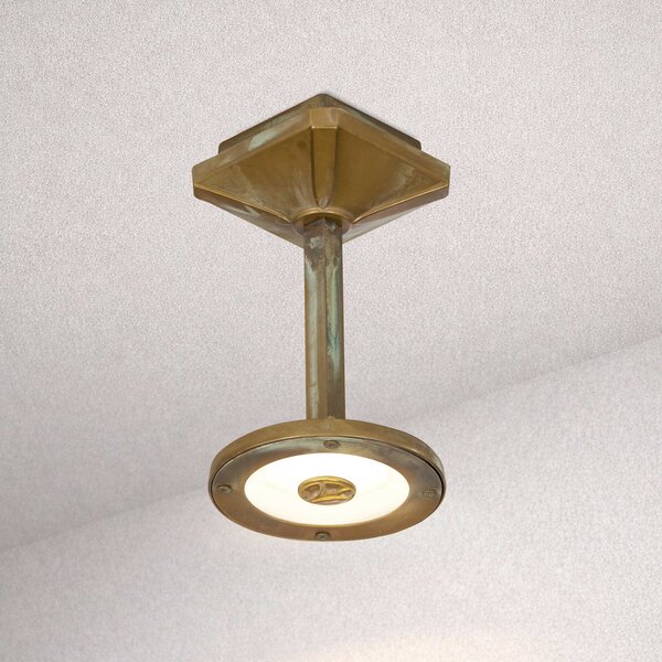 Moretti Luce Εξωτερικός φωτιστικός οροφής LED Aura Disk, ύψος 20 εκ., ορείχαλκος αντίκα, Μπρούτζινο / Αντικέ ορείχαλκου, Ορείχαλκος, Εξοχική κατοικία / Ρουστίκ