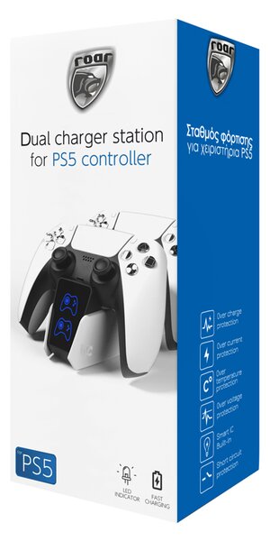 ROAR βάση φόρτισης gamepad RR-0020 για 2x PS5 DualSense, λευκή