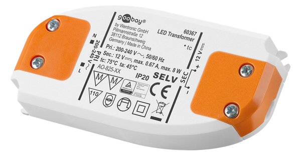 GOOBAY μετασχηματιστής LED 60367, 12V, 8W, IP20