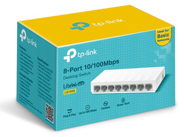 TP-LINK desktop switch LiteWave LS1008, 8-port 10/100Mbps, Ver 1.0