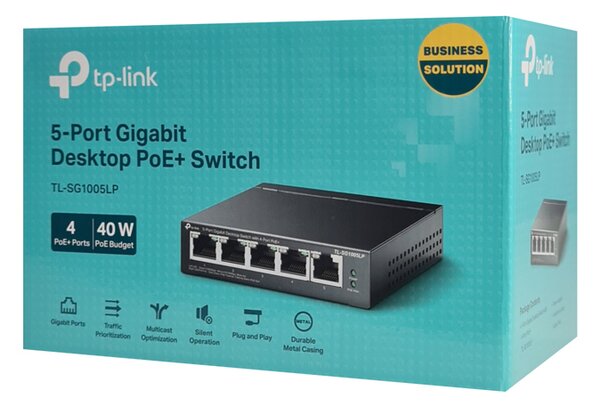 TP-LINK desktop switch TL-SG1005LP, 5-Port Gigabit, 4x PoE+, Ver. 2.0