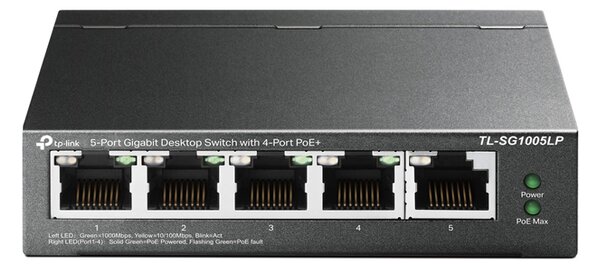 TP-LINK desktop switch TL-SG1005LP, 5-Port Gigabit, 4x PoE+, Ver. 2.0