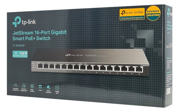 TP-LINK JetStream switch TL-SG2016P, 16-Port Gigabit, 8x PoE+, Ver. 1.0