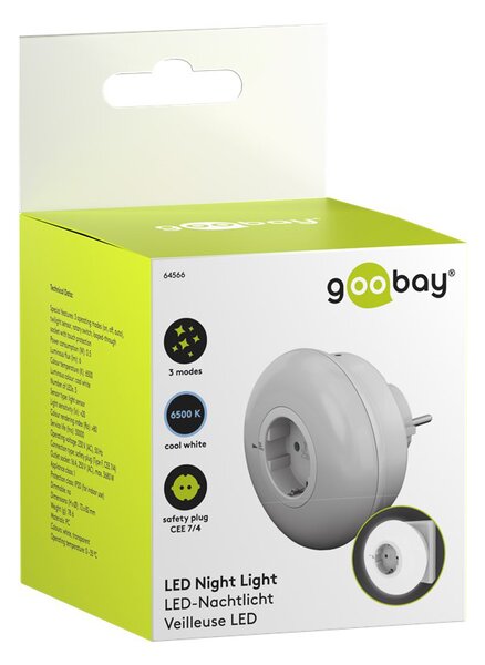 GOOBAY LED φωτιστικό νυκτός 64566 με πρίζα schuko, 6500K, IP20