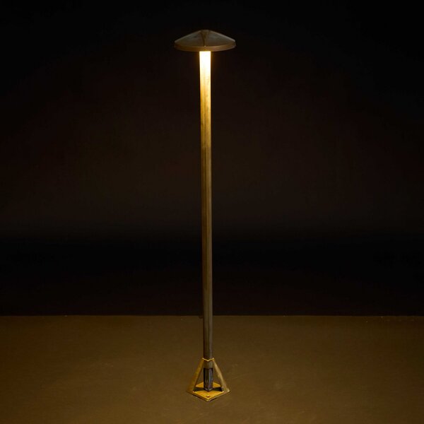 Moretti Luce Φωτιστικό διαδρόμου LED Aura Disk, ύψος 80 εκ., ορείχαλκος αντίκα, IP65, Μπρούτζινο / Αντικέ ορείχαλκου, Ορείχαλκος, Εξοχική κατοικία / Ρουστίκ