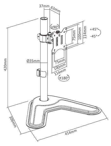 BRATECK βάση γραφείου LDT57-T01 για οθόνη 17"-32", έως 9kg