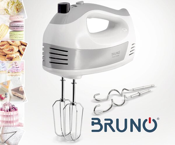 BRUNO μίξερ χειρός BRN-0110, 500W, 5 ταχύτητες & turbo, λευκό