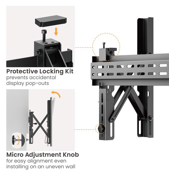 BRATECK επιτοίχια βάση LVW02E-48T για τηλεόραση 37-70", Pop-Out, 70kg