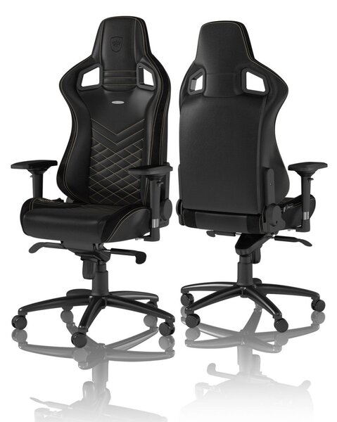 Noblechairs EPIC Gaming Chair Breathable, 4D armrests, 60mm casters - black/gold