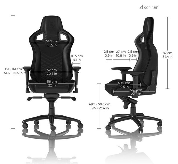 Noblechairs EPIC Gaming Chair Breathable, 4D armrests, 60mm casters - black