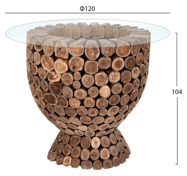 ΤΡΑΠΕΖΙ BAR ΣΤΡΟΓΓΥΛΟ FB99806 KOMMATIA ΞΥΛΟΥ TEAK Φ120x104Υ εκ