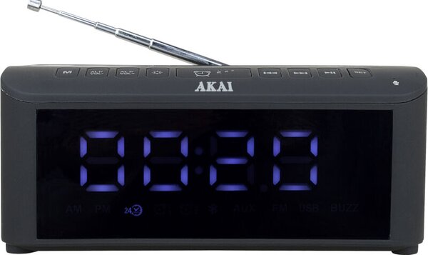 Akai ACRB-1000 Ξυπνητήρι, ασύρματος φορτιστής και ηχείο Bluetooth με διπλό USB, Aux-In και FM – 5W RMS