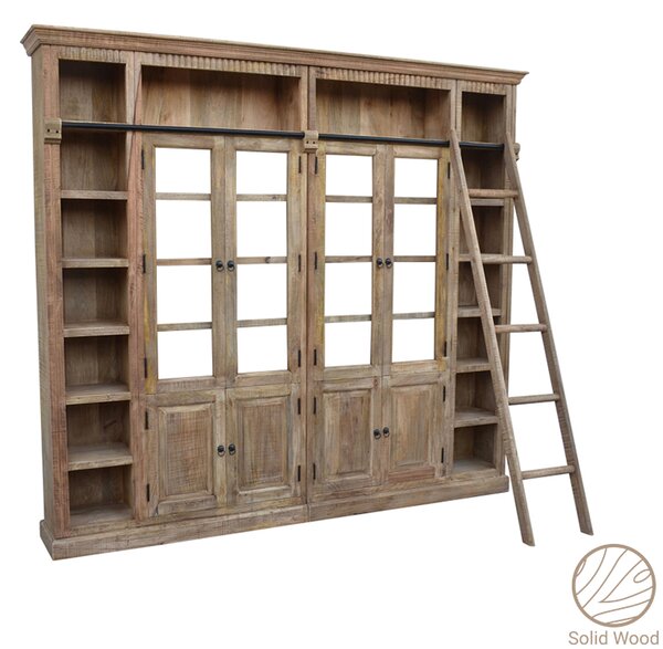 Βιβλιοθήκη Librardy Inart lime wash μασίφ mango ξύλο 247x35x220εκ