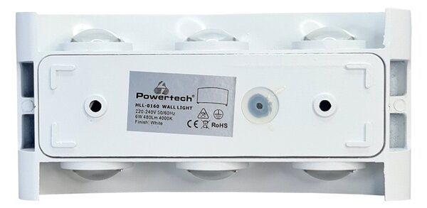 POWERTECH LED φωτιστικό τοίχου HLL-0160, 6W, 4000K, 480lm, IP65, λευκό