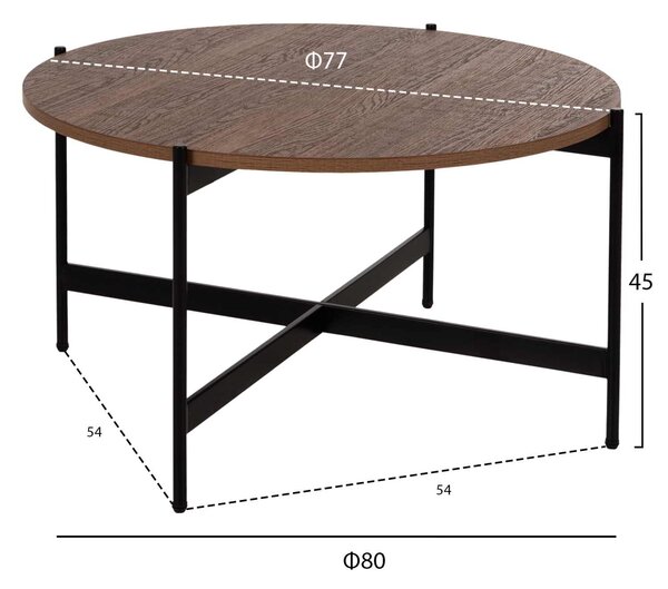 ΤΡΑΠΕΖΙ ΣΑΛΟΝΙΟΥ HM9588.04 MDF ΚΑΡΥΔΙ-ΜΑΥΡΗ ΜΕΤΑΛΛΙΚΗ ΒΑΣΗ Φ80x45Υεκ