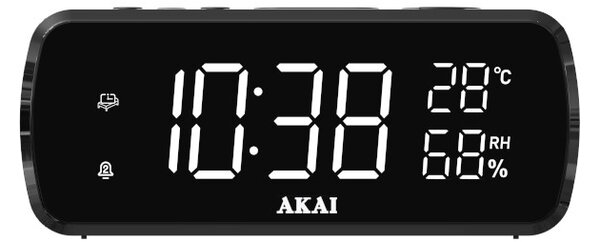 Akai ACR-1080 Ψηφιακό ρολόι-ξυπνητήρι με ραδιόφωνο FM, USB για φόρτιση, ένδειξη θερμοκρασίας-υγρασίας και διπλή αφύπνιση