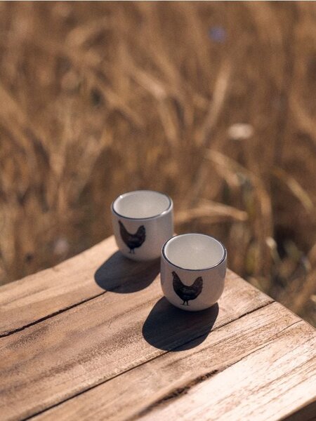 Sinsay - Κεραμικές βάσεις για αυγά, σετ 2 τεμαχίων - λευκο