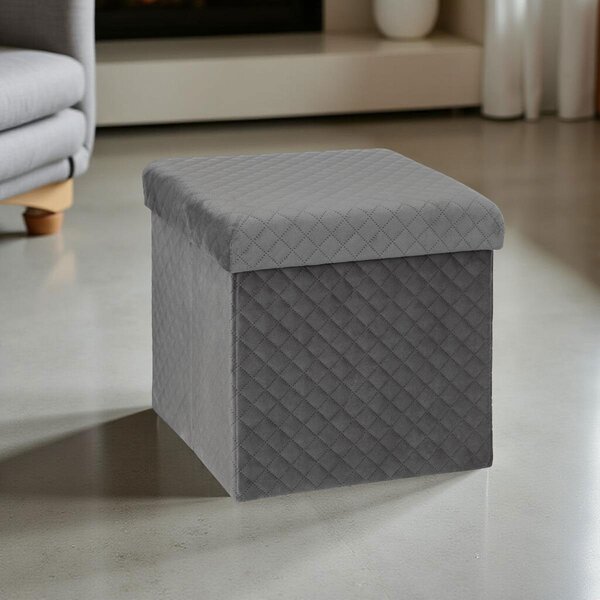 Σκαμπό Με Αποθηκευτικό Χώρο (31x31x31) F-V Velvet Grey 167845E