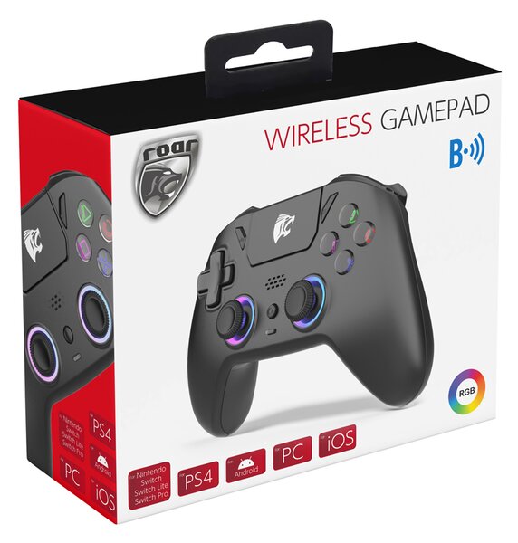 ROAR ασύρματο gamepad RR-0023, Switch/PS4/PC/iOS/Android, Bluetooth, μαύρο