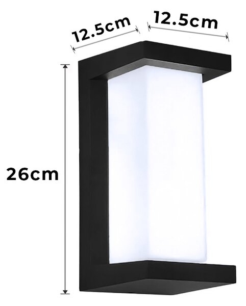 POWERTECH LED φωτιστικό τοίχου HLL-0166, 12W, 4000K, 960lm, IP65, μεταλλικό, μαύρο