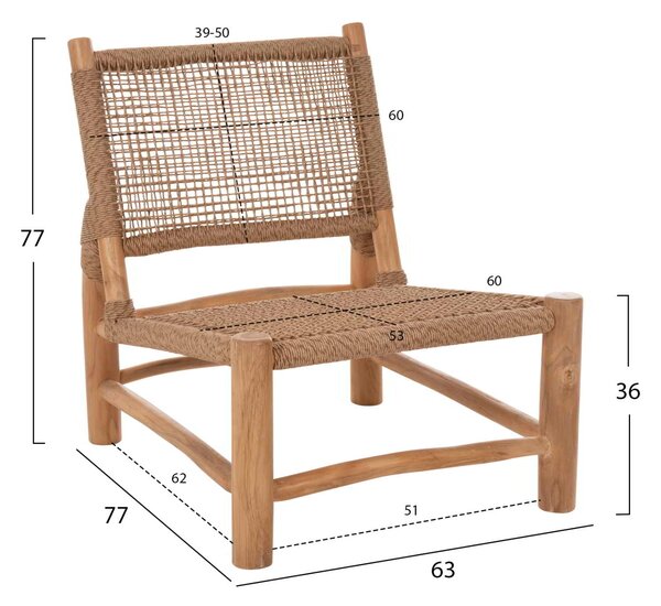 ΚΑΡΕΚΛΑ LONDER HM5986 ΞΥΛΟ TEAK ΣΕ ΦΥΣΙΚΟ ΚΑΙ ΣΥΝΘΕΤΙΚΟ RATTAN 63x77x77Υεκ