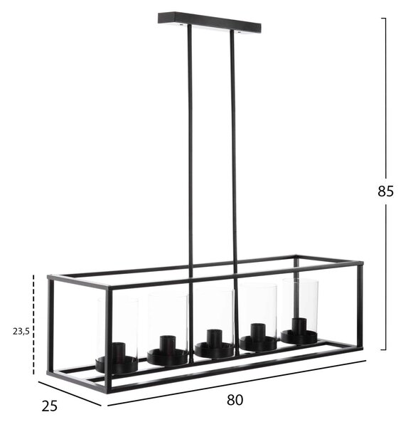 ΦΩΤΙΣΤΙΚΟ ΟΡΟΦΗΣ ΚΡΕΜΑΣΤΟ HM4082 ΜΑΥΡΟ ΜΕΤΑΛΛΟ ΚΑΙ ΓΥΑΛΙ 80x25x23,5-85Yεκ