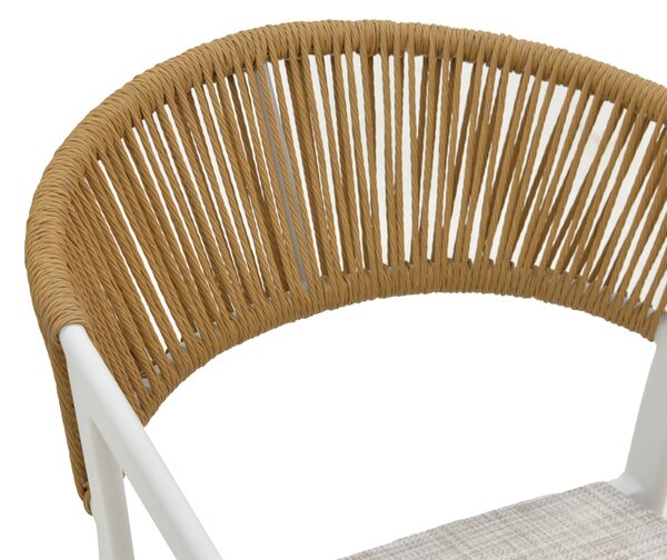 Πολυθρόνα Glisten pakoworld στοιβαζόμενη rattan μπεζ-λευκό 56x62x77εκ