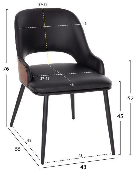 ΣΕΤ ΤΡΑΠΕΖΑΡΙΑ ΕΣΩΤ. ΧΩΡΟΥ 5ΤΜΧ HM11965 ΤΡΑΠΕΖΙ DENTY & 4 ΚΑΡΕΚΛΕΣ DELF (ΜΑΥΡΟ)