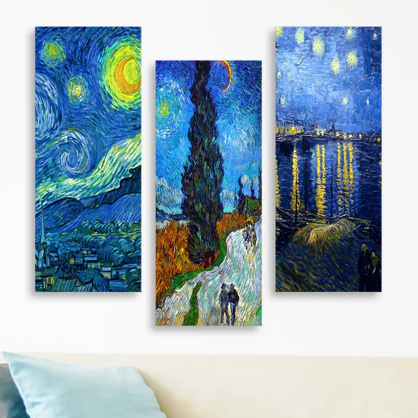 Τρίπτυχος Πίνακας (60x50) A-G The Starry Night Van Gogh 537MRV5174